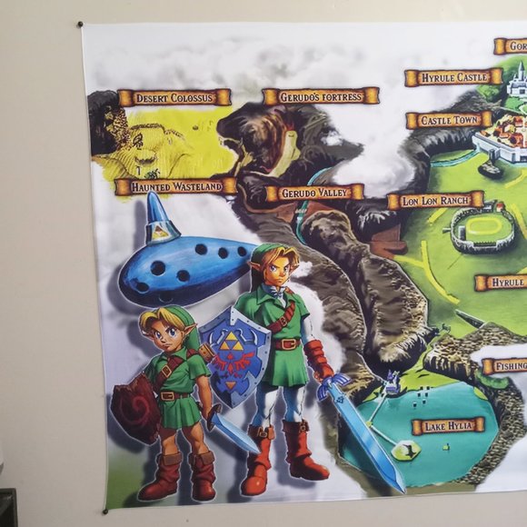 3x5 foot Zelda 64 Ocarina of Time map banner Link Nintendo 64 tapestry flag OoT - Picture 6 of 11